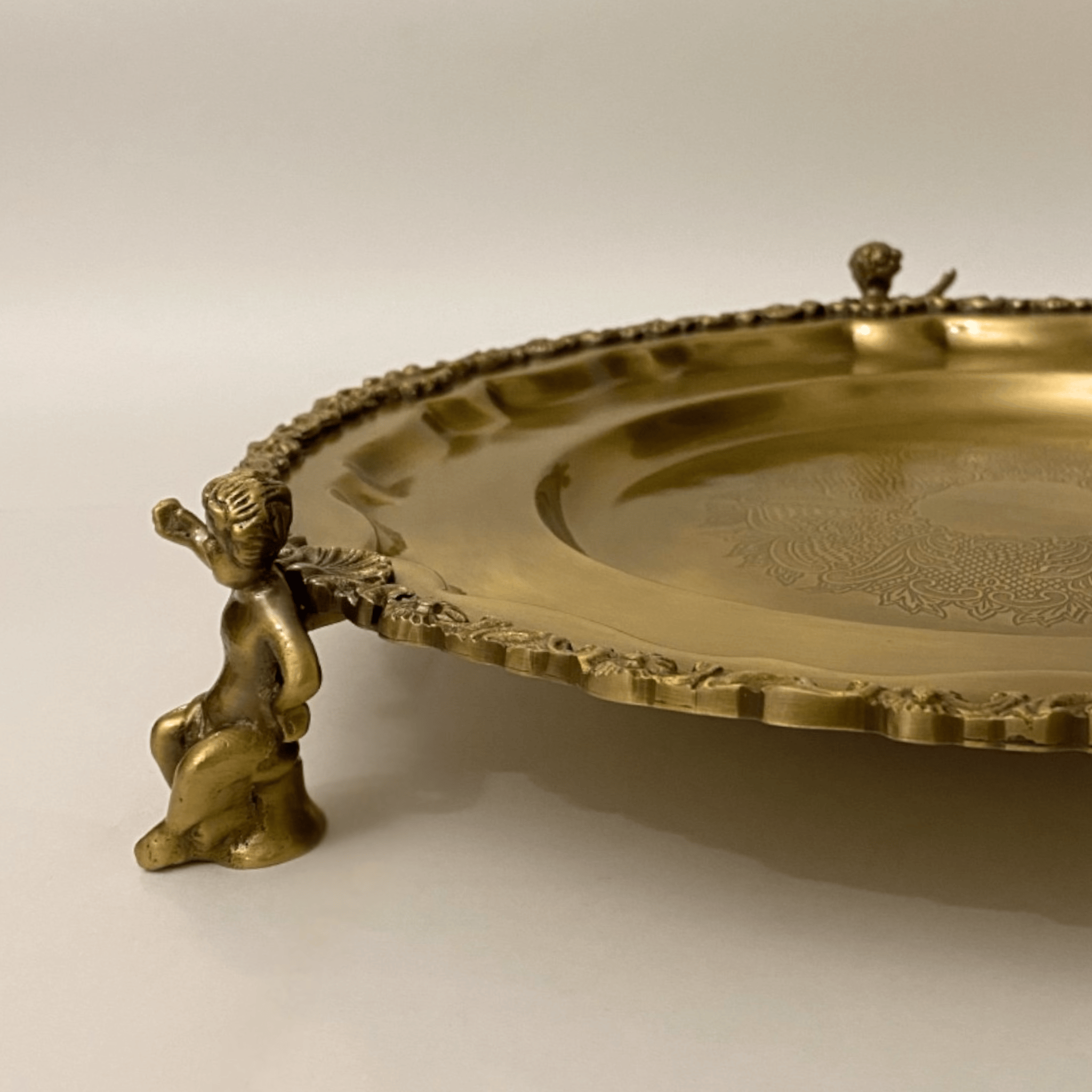 Angel Round Brass Platter