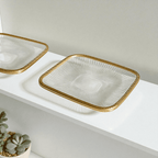 Brass-rimmed Snack Plates Set