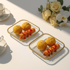 Brass-rimmed Snack Plates Set