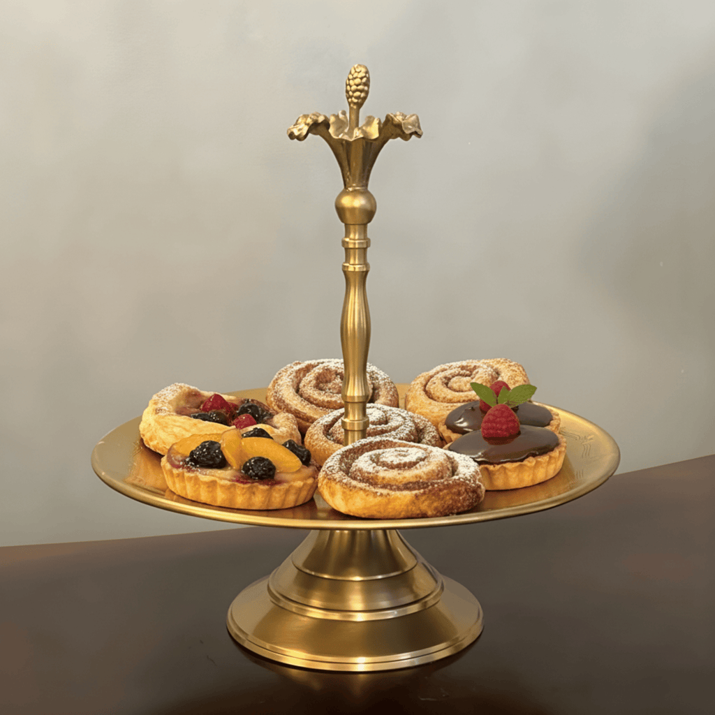 Floral Brass Cake Stand