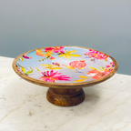 Floral Wooden Cake Stand - Large