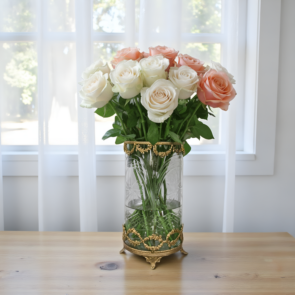 Victorian Brass Hurricane and Candle Snuffer Set