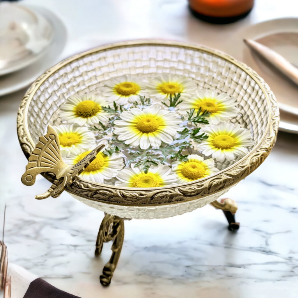 Butterfly Brass Glass Bowl