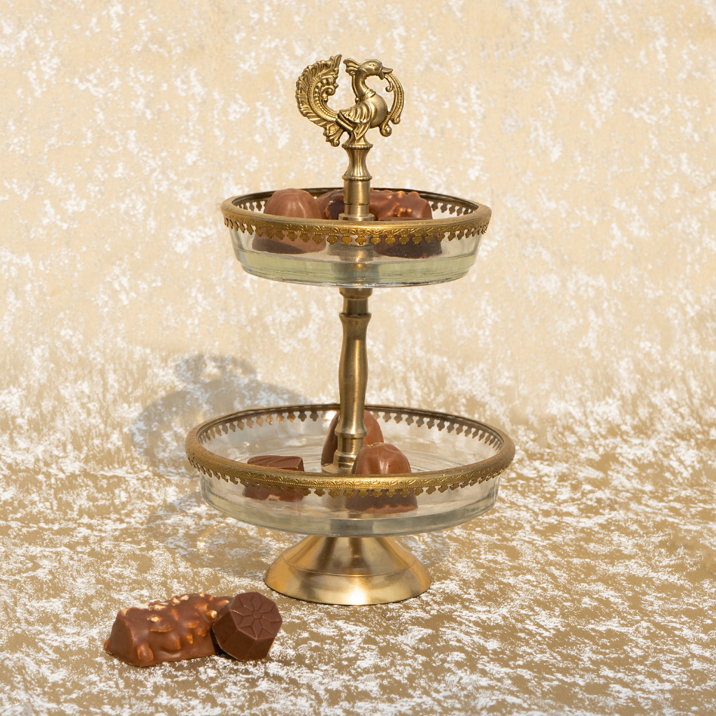 Brass Peacock Mini Server Stand