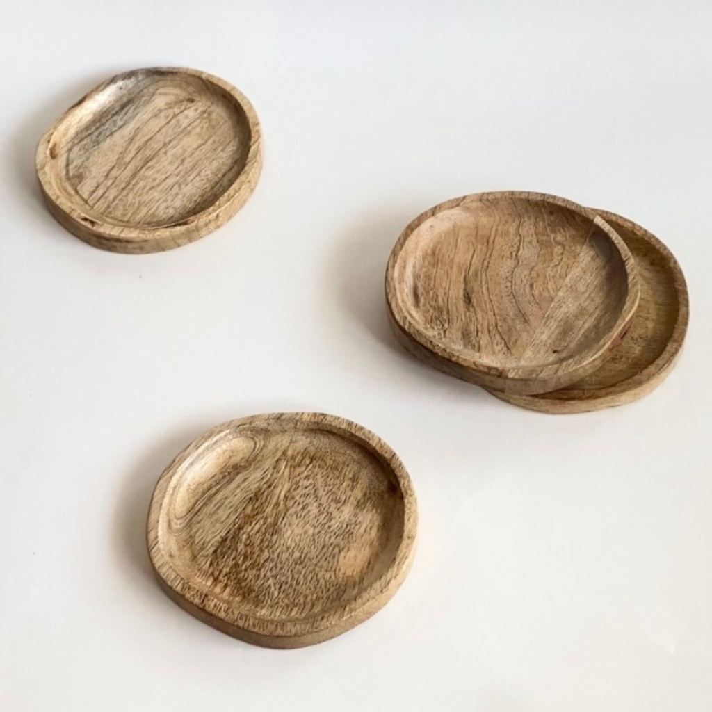 Wooden Natural Organic Coasters - Set of 4