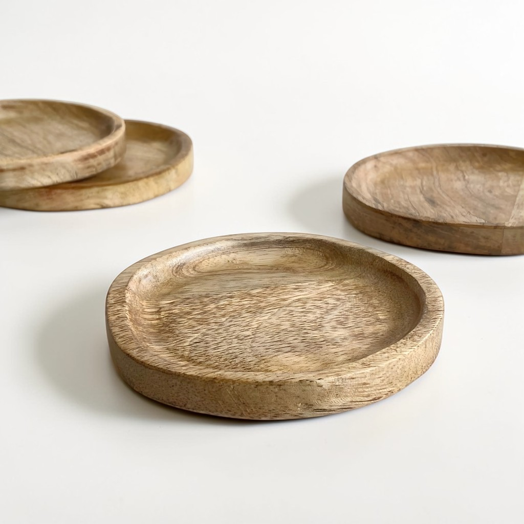 Wooden Natural Organic Coasters - Set of 4