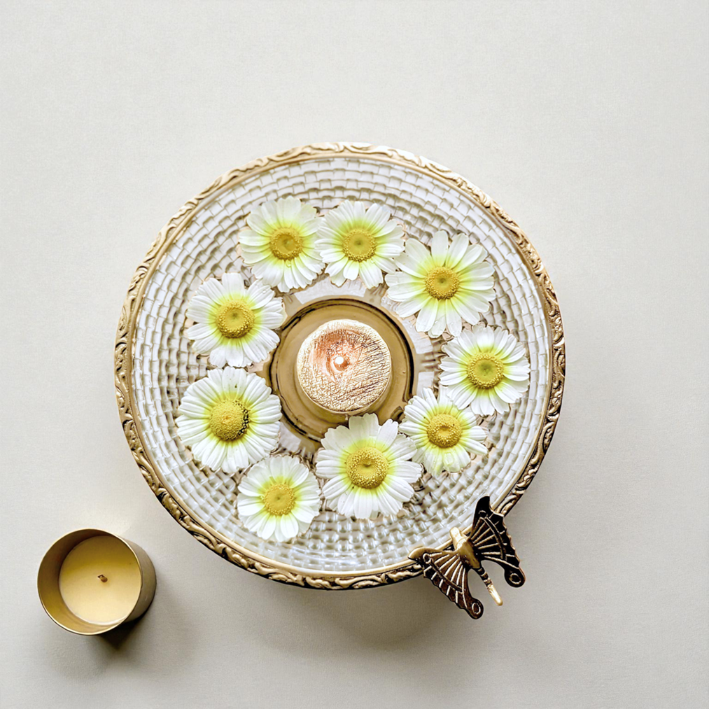 Butterfly Brass Glass Bowl