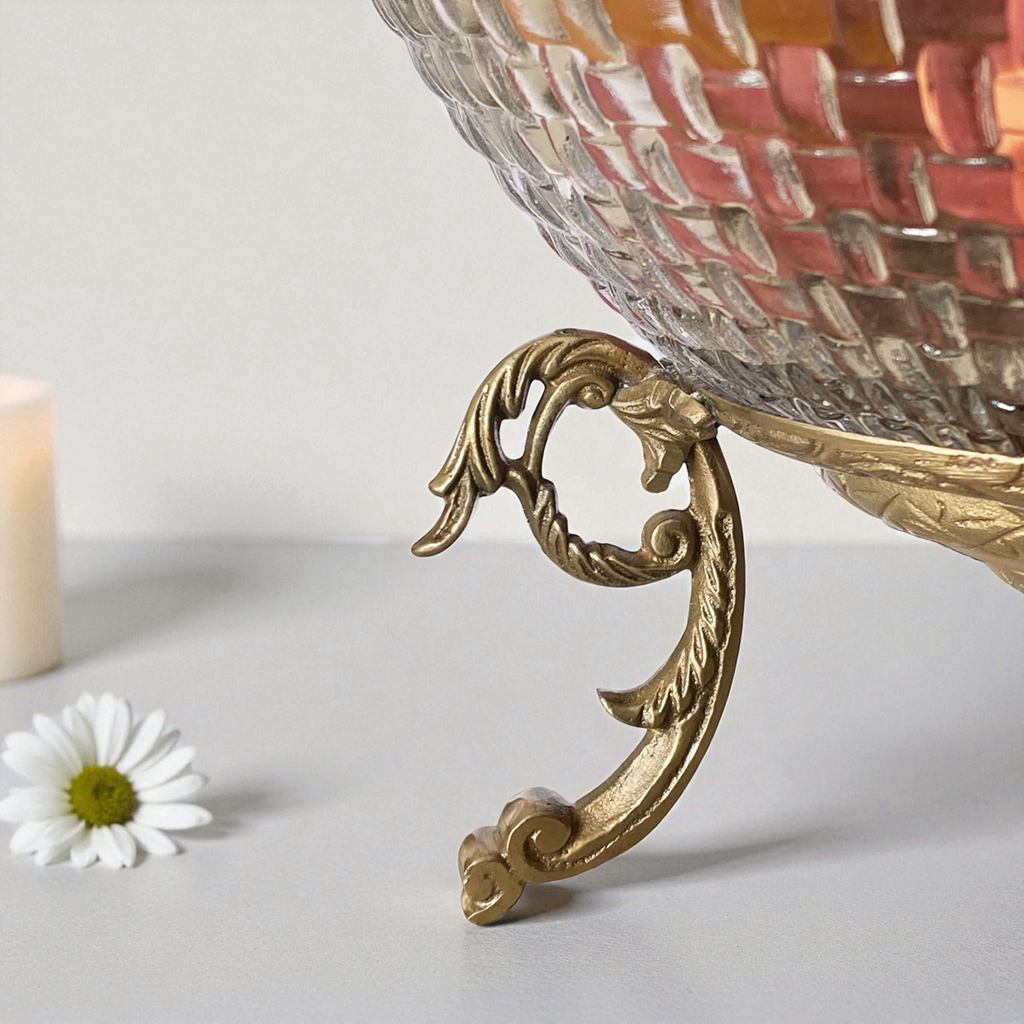 Butterfly Brass Glass Bowl