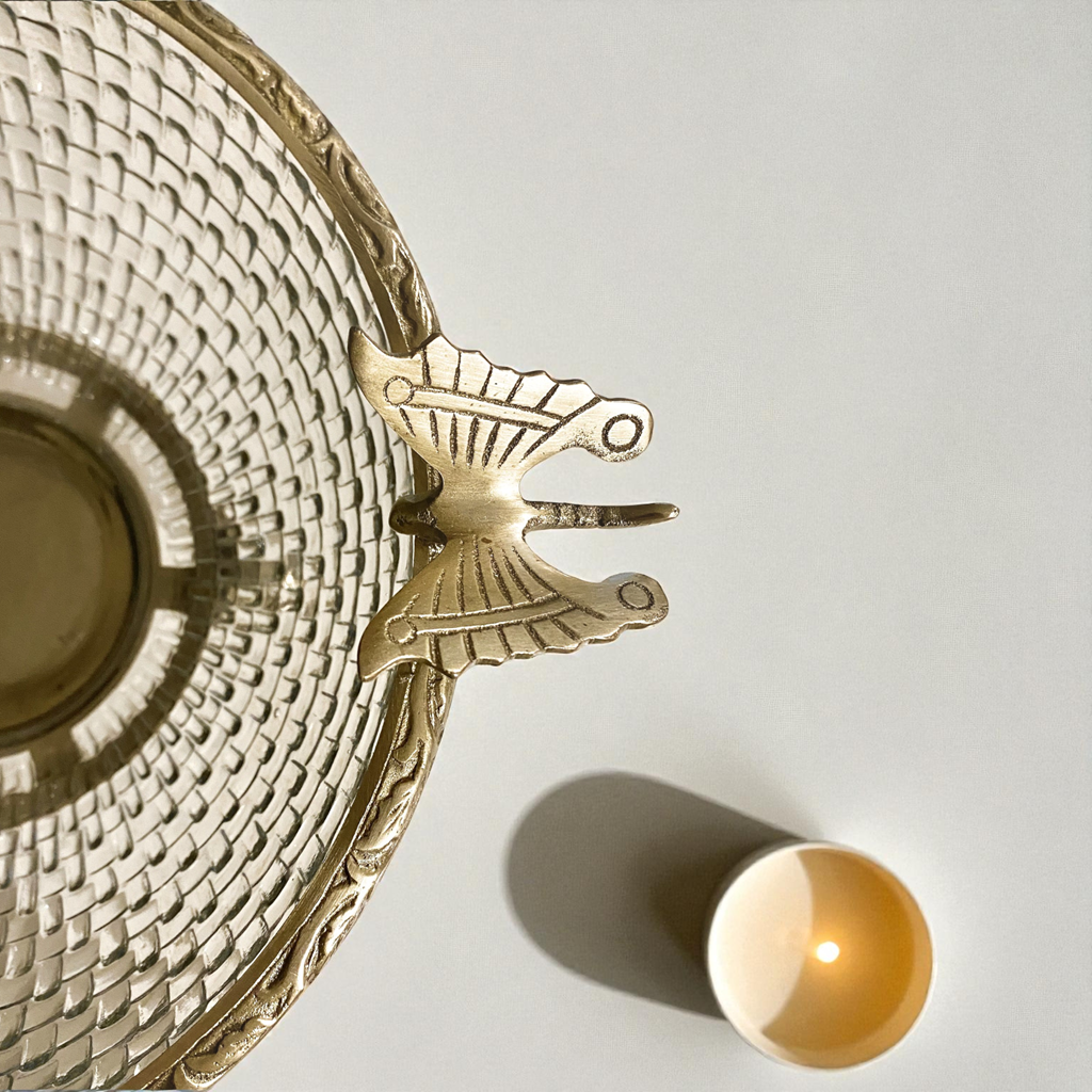Butterfly Brass Glass Bowl