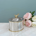 Oval Canister with Brass Bird Lid