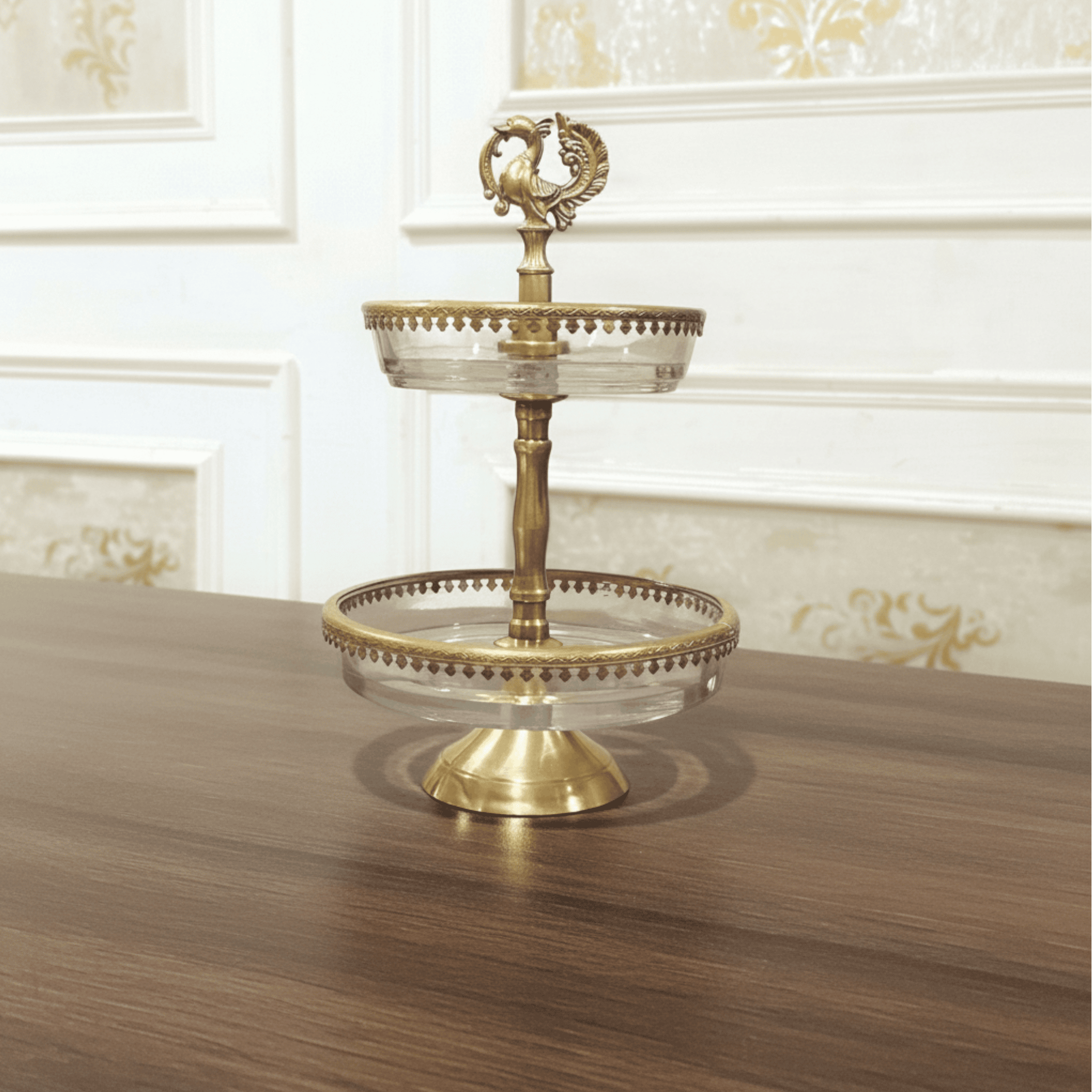 Brass Peacock Mini Server Stand