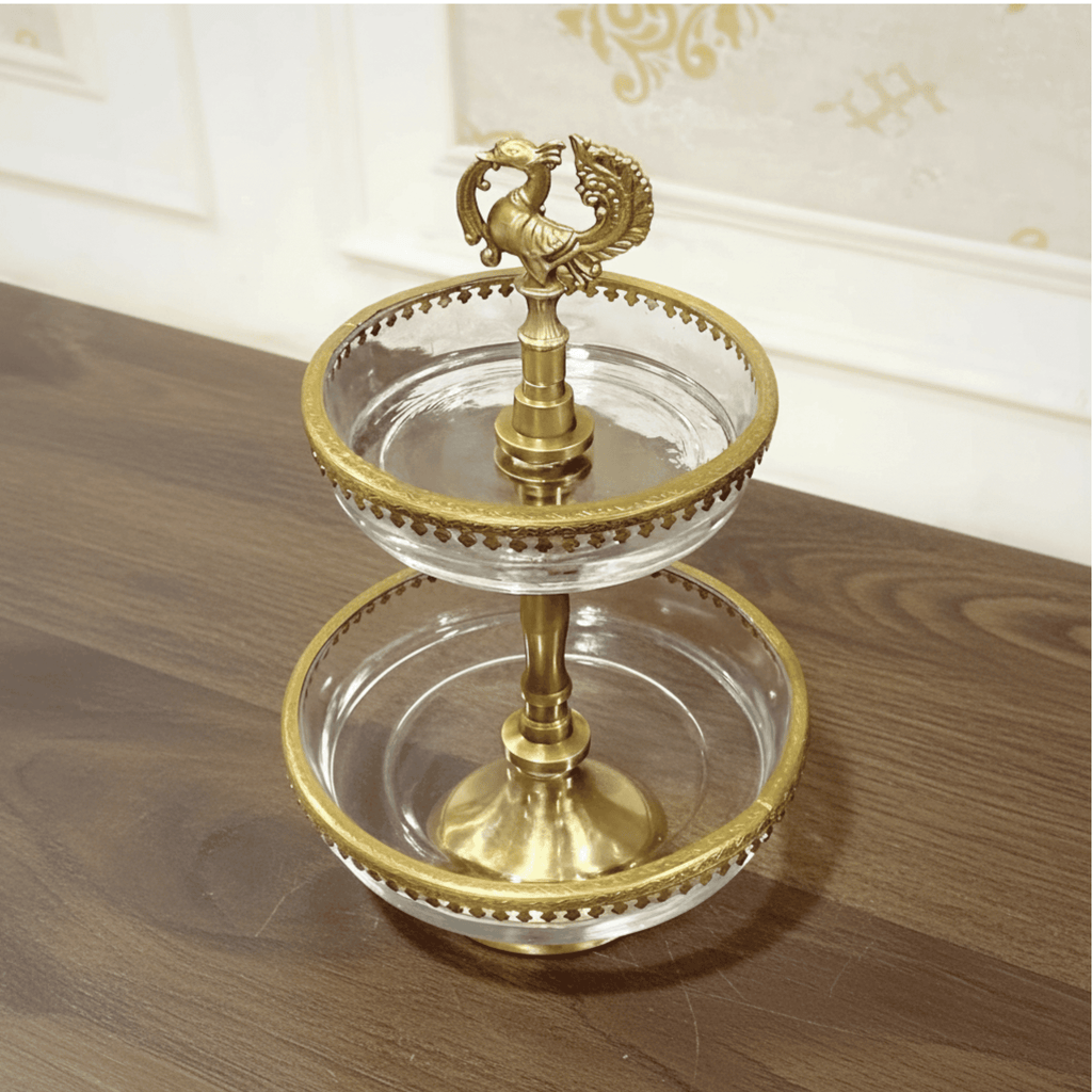 Brass Peacock Mini Server Stand