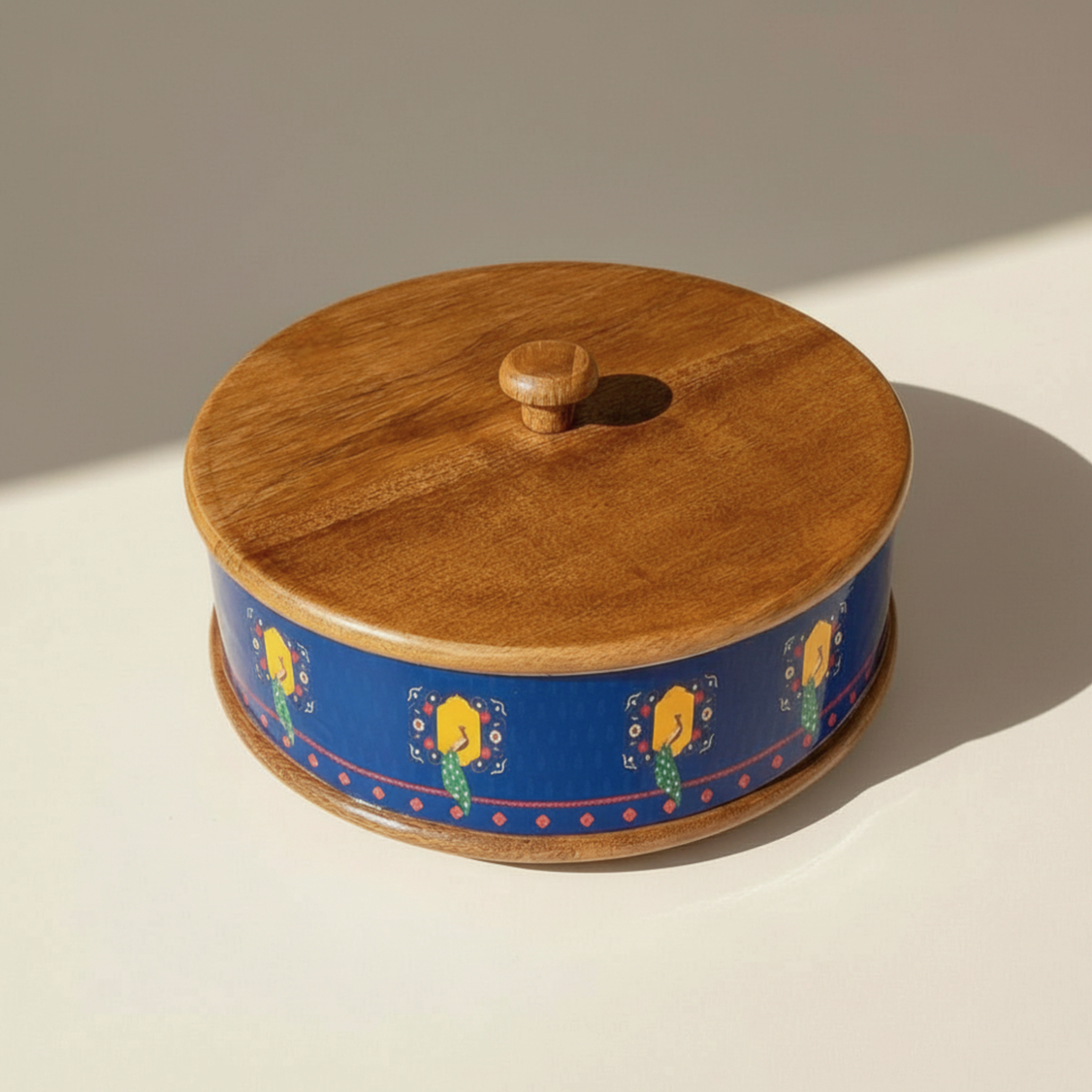 Wooden Roti Box - Peacock Decal
