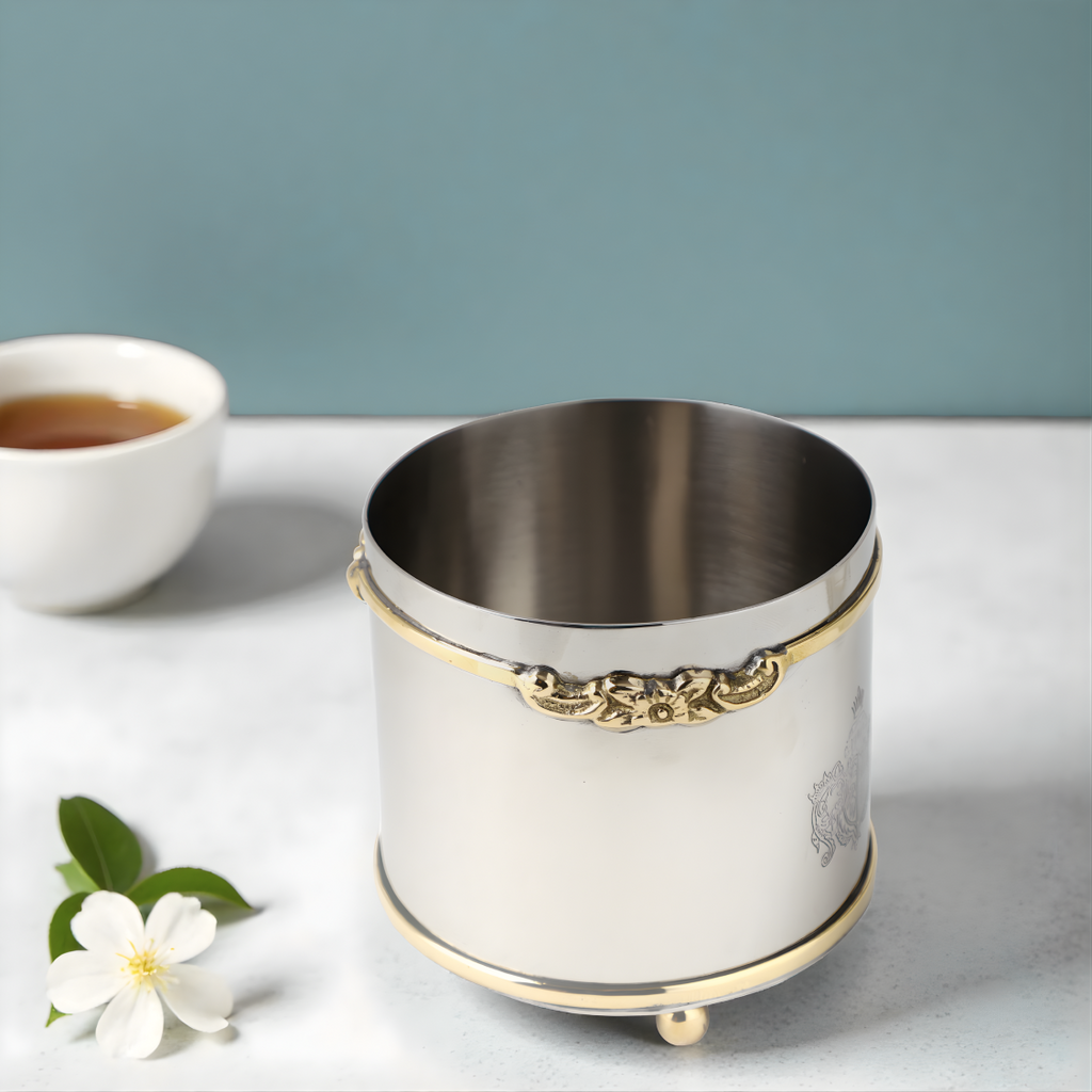 Round Canister with Brass Bird Lid