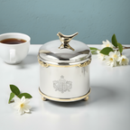 Round Canister with Brass Bird Lid