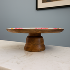 Floral Wooden Cake Stand - Large