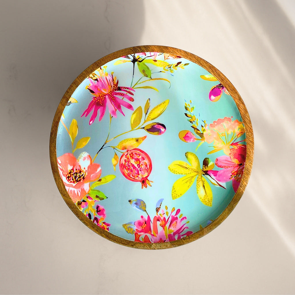 Floral Wooden Cake Stand - Large
