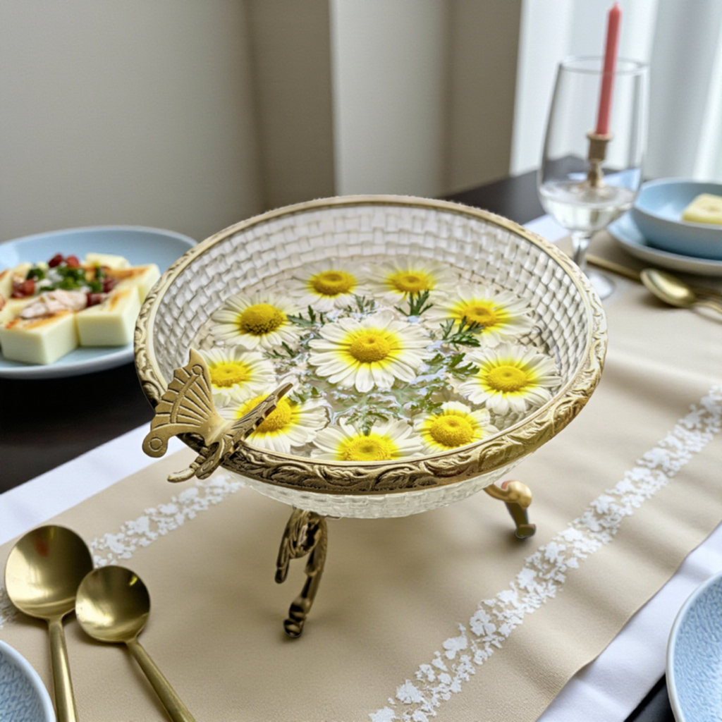 Butterfly Brass Glass Bowl